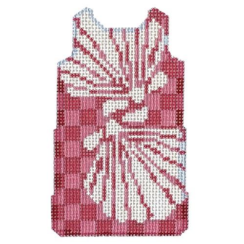 Shell Stencil Mini Shift - Pink Painted Canvas Two Sisters Needlepoint 