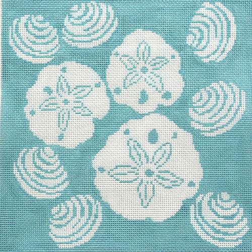 Shell Toss   Aqua Painted Canvas CBK Needlepoint Collections  - 1