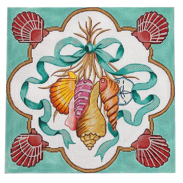 Shells and Ribbon Painted Canvas Alice Peterson Company  - 1