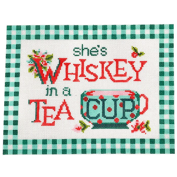 She's Whiskey in a Tea Cup Painted Canvas The Gingham Stitchery 