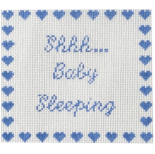 Shh Baby Sleeping - Blue Painted Canvas SilverStitch Needlepoint 