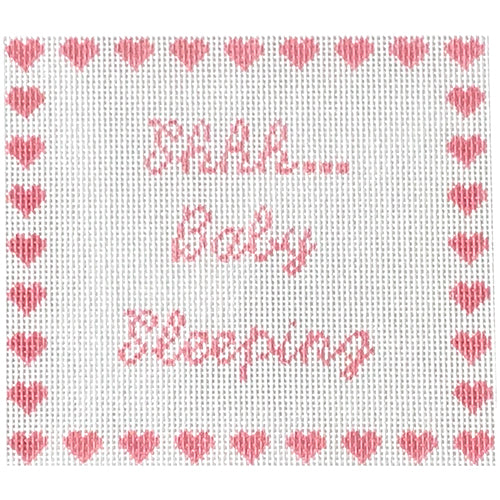 Shh Baby Sleeping - Pink Painted Canvas SilverStitch Needlepoint 