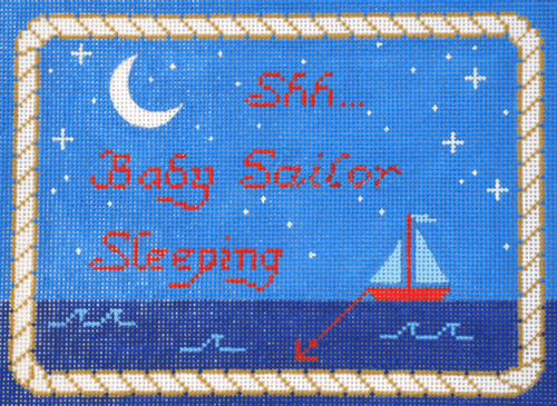 "Shh...Baby Sailor Sleeping" Painted Canvas Kate Dickerson Needlepoint Collections  - 1