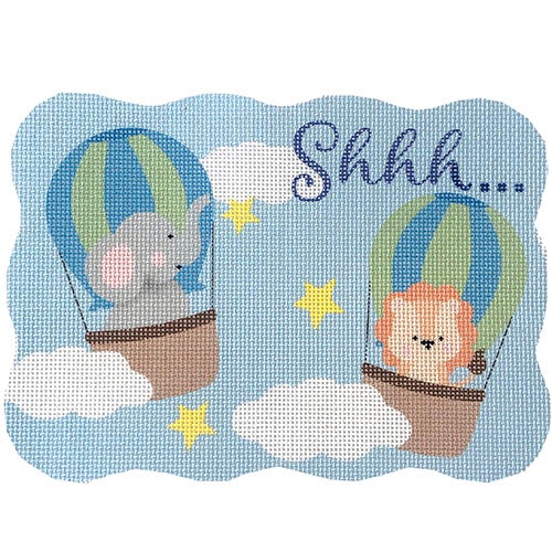 Shhh... Blue Balloon Critters Painted Canvas Pepperberry Designs 