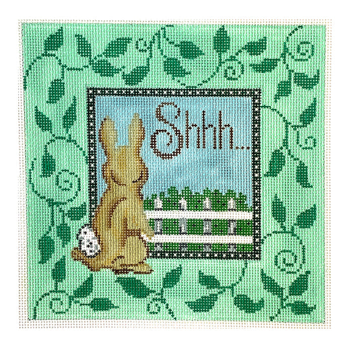 ShhhÉ with Bunny Sign Painted Canvas Patti Mann  - 1