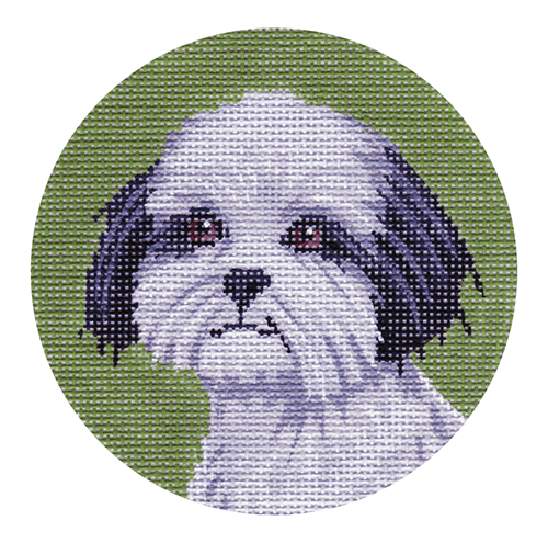 Shih Tzu Ornament Painted Canvas Labors of Love Needlepoint 