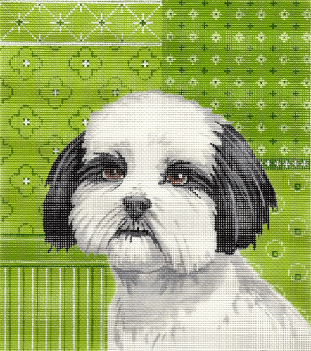 Shih Tzu Painted Canvas Labors of Love Needlepoint  - 1