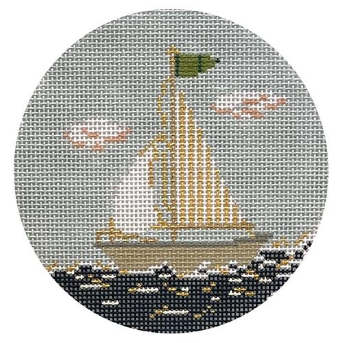 Ship (The Plum Stitchery) Painted Canvas The Plum Stitchery 