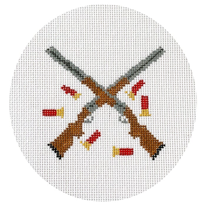 Shotguns and Shells Coaster Painted Canvas Elm Tree Needlepoint 