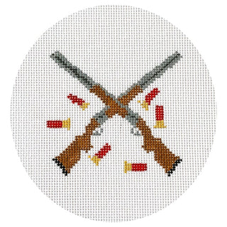Shotguns and Shells Coaster Painted Canvas Elm Tree Needlepoint 
