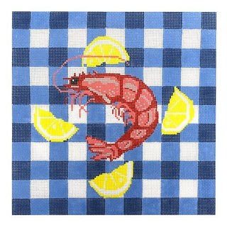 Shrimp and Lemon on 13 mesh Painted Canvas PIP & Roo 
