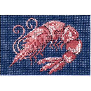 Shrimp on Navy Clutch Painted Canvas Two Sisters Needlepoint 
