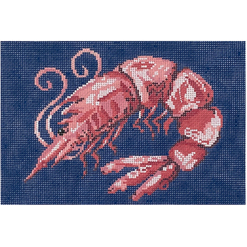 Shrimp on Navy Clutch Painted Canvas Two Sisters Needlepoint 
