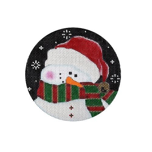 Shy Snowman, Red / Green Painted Canvas Pepperberry Designs  - 1