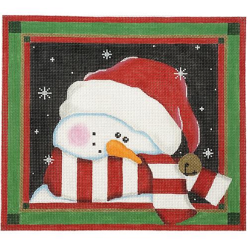 Shy Snowman - Red & Green Painted Canvas Pepperberry Designs 