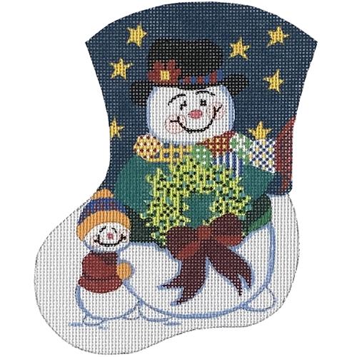 Sidney Snowman Mini Stocking Painted Canvas The Meredith Collection 