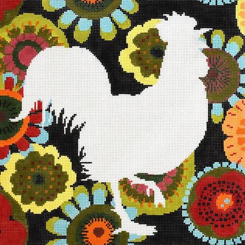 Silhouette Rooster Painted Canvas The Meredith Collection  - 1