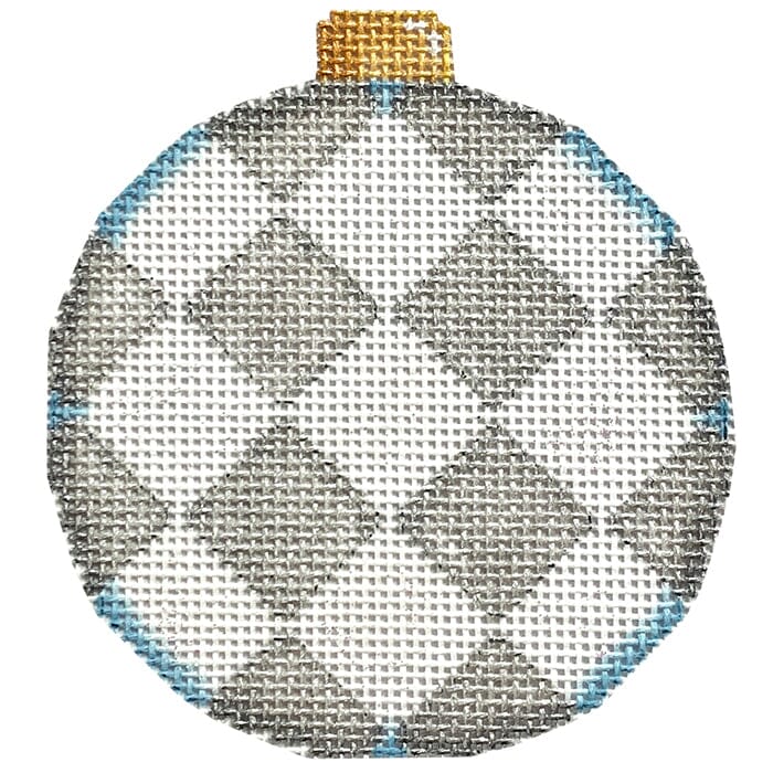 Silver Harlequin Ball Ornament Painted Canvas Associated Talents 