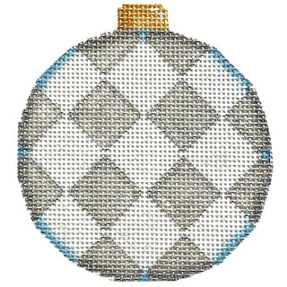 Silver Harlequin Ball Ornament Painted Canvas Associated Talents 
