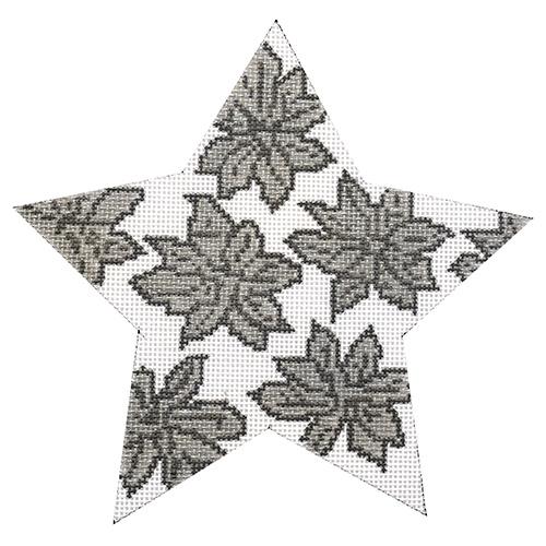 Silver Poinsettia Star Painted Canvas Whimsy & Grace 
