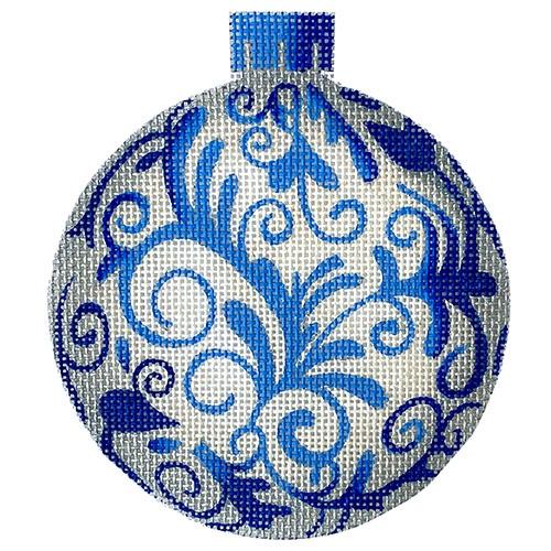 Silver with Blue Ornament 2 Painted Canvas All About Stitching/The Collection Design  - 1