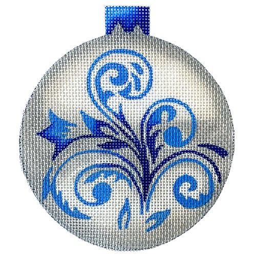 Silver with Blue Ornament Painted Canvas All About Stitching/The Collection Design 