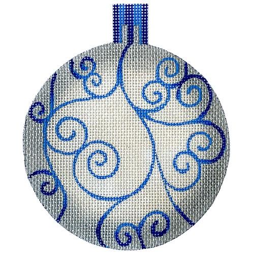 Silver with Blue Scroll Ornament Painted Canvas All About Stitching/The Collection Design  - 1