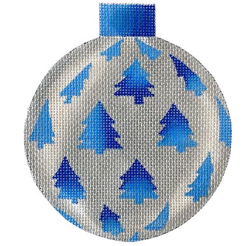 Silver with Blue Trees Painted Canvas All About Stitching/The Collection Design 