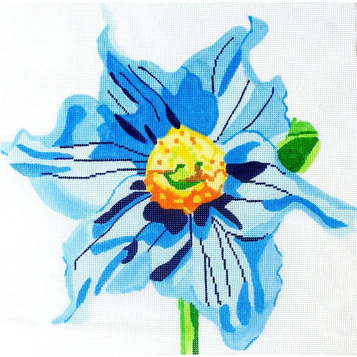 Simple Flower   Blue Poppy Painted Canvas Jean Smith  - 1