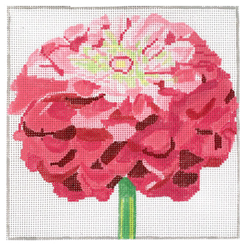 Simple Flower   Pink Zinnia Painted Canvas Jean Smith  - 1