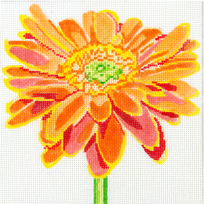 Simple Flowers   Orange Daisy Painted Canvas Jean Smith  - 1