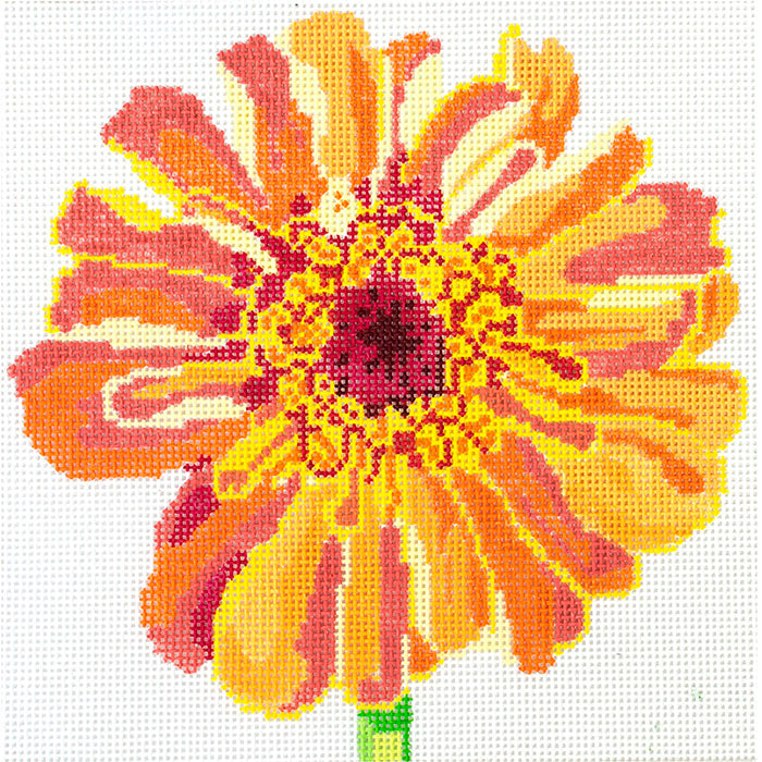 Simple Flowers   Orange Zinnia JS Painted Canvas Jean Smith  - 1