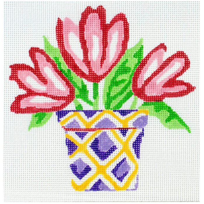 Simply Summer Pink Tulip JS Painted Canvas Jean Smith  - 1
