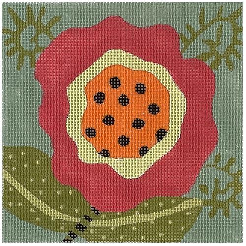 Single Flower Painted Canvas ditto! Needle Point Works  - 1