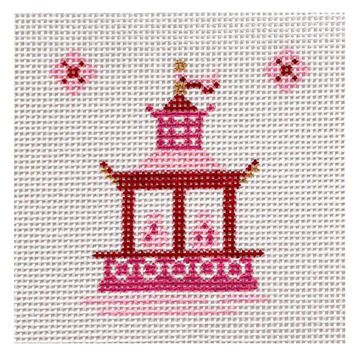 Single Pagoda Coaster #3 - Pink Painted Canvas Patricia Sone 