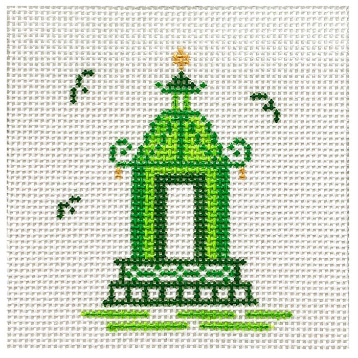 Single Pagoda Coaster #4 - Lime Painted Canvas Patricia Sone 