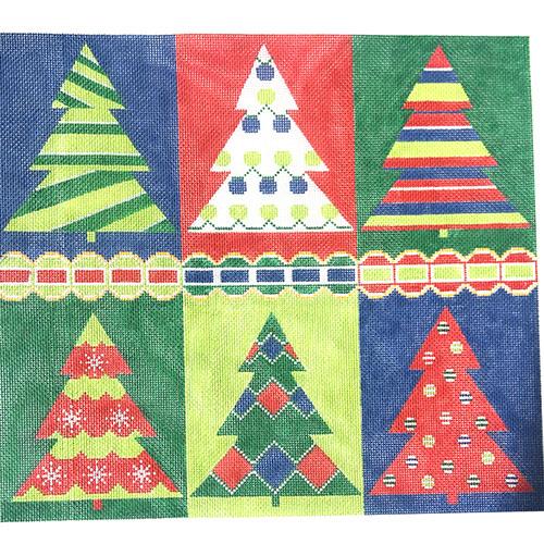 Six Christmas Trees Painted Canvas Alice Peterson Company  - 1