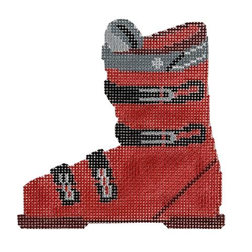 Ski Boot Red Painted Canvas Kathy Schenkel Designs 