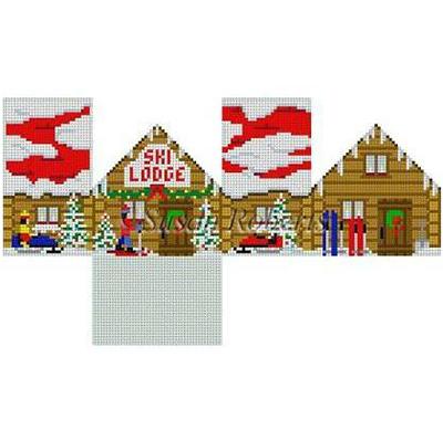 Ski Lodge Mini House on 18 mesh Painted Canvas Susan Roberts Needlepoint Designs Inc. 