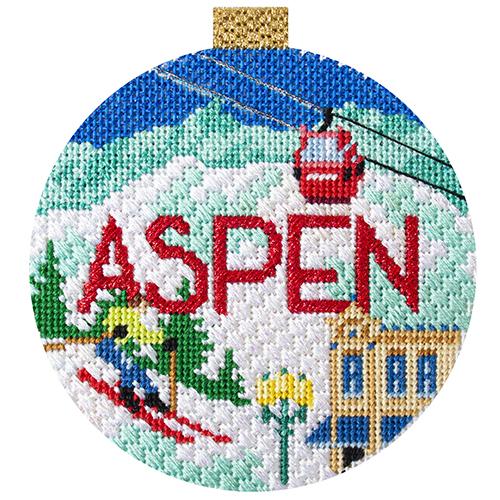 Ski Resorts   Aspen with Stitch Guide Painted Canvas Kirk & Bradley 
