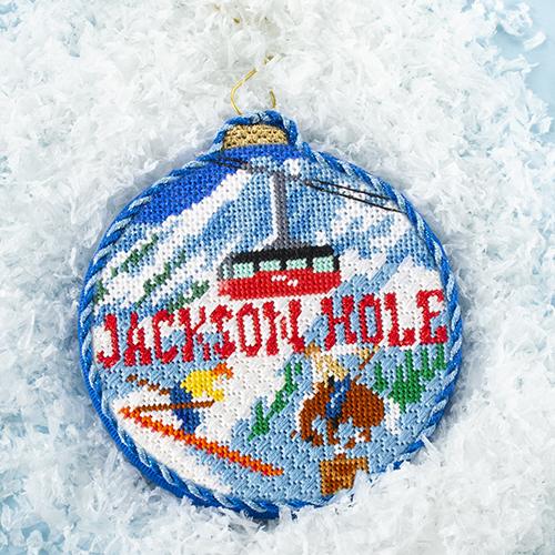 Ski Resorts - Jackson Hole with Stitch Guide Painted Canvas Kirk & Bradley 