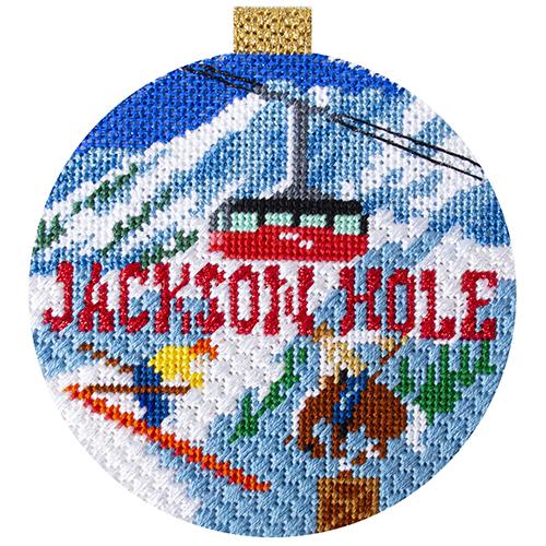 Ski Resorts   Jackson Hole with Stitch Guide Painted Canvas Kirk & Bradley 

