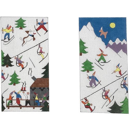 Ski Slope Scene EGC Painted Canvas The Meredith Collection 