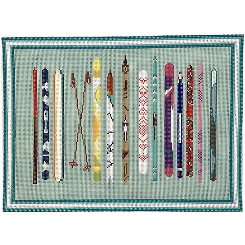 Ski Tips Up Painted Canvas Alice & Blue  - 1