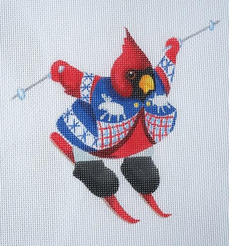 Skiier Cardinal Painted Canvas HSN Designs  - 1