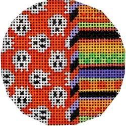 Skulls / Stripes Round Painted Canvas Associated Talents 
