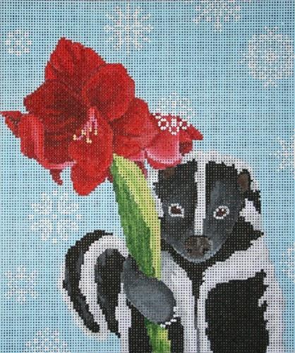 Skunk with Amaryllis Painted Canvas Scott Church Creative  - 1