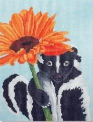 Skunk with Black Eyed Susan Painted Canvas Scott Church Creative 