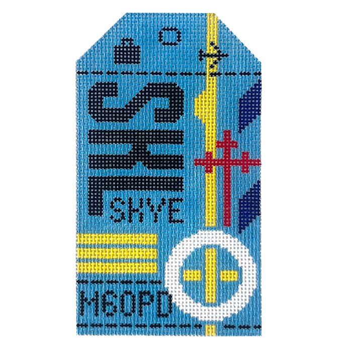 Skye SKL Travel Tag Painted Canvas Hedgehog Needlepoint 
