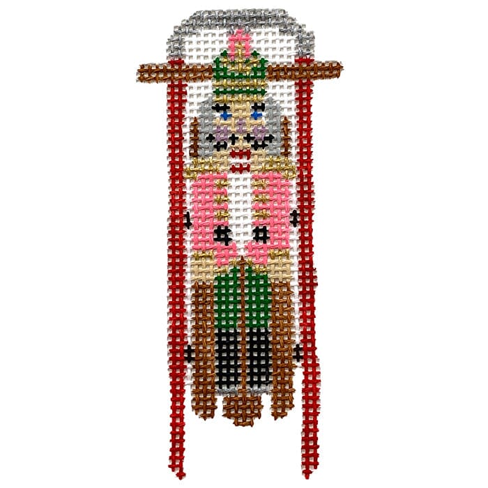 Sled with Pink Nutcracker Painted Canvas Anne Fisher Needlepoint LLC 

